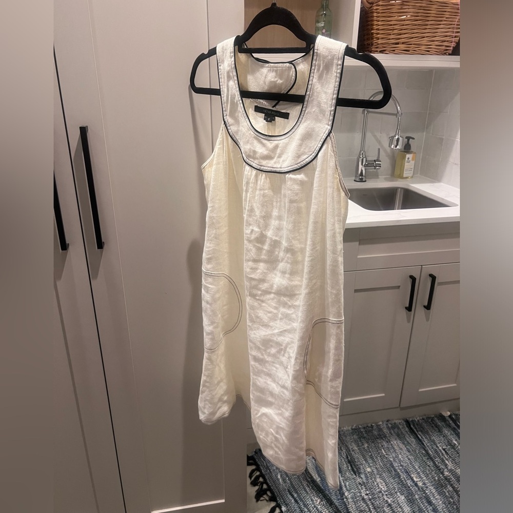 Designer linen swing dress